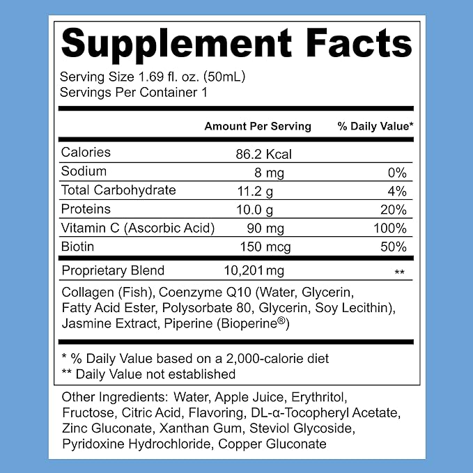 Marine Collagen Liquid, Collagen Drink, Marine Collagen, Liquid Collagen for Women for Hair Growth, Skin Repair, Mood&Sleep, 1.69 Fl Oz (Pack of 30), Collagen Drink for Joints&Bones