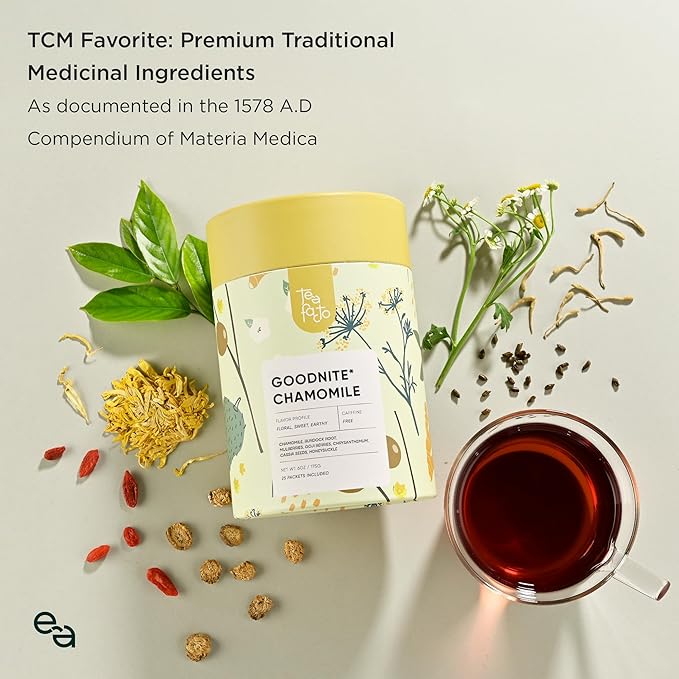 Tea Facto Goodnite* Chamomile Tea Bags with Chrysanthemum Tea for Soothing Comfort - 25 Bulk Pack Goodnight/Chamomile25