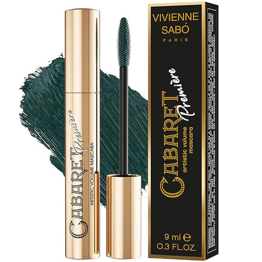 Vivienne Sabó Cabaret Premiere Green Mascara, Volume and Length, Defining, Curling, No Flaking, No Clumping, Smudge Proof, Washable, Cruelty-Free, Made in Europe, (06 Green), 0.3 Fl Oz, 1 Pack