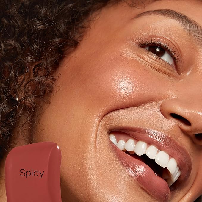 Saie Dew Liquid Blush for Cheeks - Hydrating Cream Blush Stick with a Blendable + Buildable Formula - Skincare Infused Dewy Cheek Tint for a Natural Flush - Glowy Makeup Essential - Spicy (.40 oz)