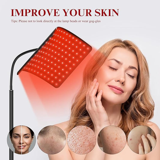 Red Light Therapy for Face and Body, Red Infrared Light Therapy Lamp with Stand Led 660nm Red Light and 850nm Infrared Light Device for Face and Body