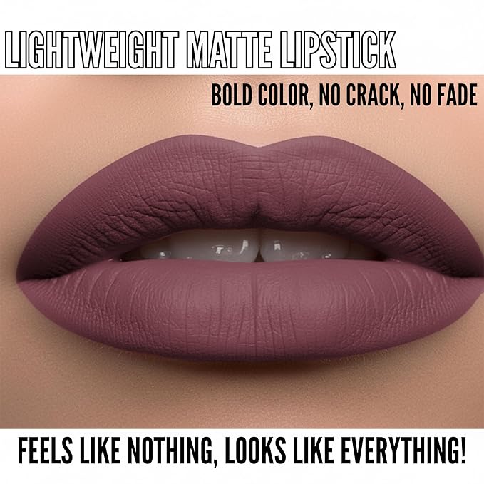 Mynena Mauve Long Lasting Lipstick for Women Waterproof & Transfer-Proof | Hydrating with Shea Butter | Bold Pigment Intense Matte Color Lip Stain | Talc-Free & Vegan Product that Performs | Eve