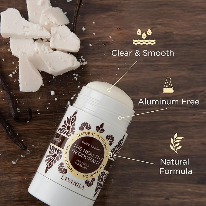 Lavanila Pure Vanilla Deodorant for Women 2-Pack (2 Oz Each) - Natural Aluminum Free Solid Stick Deodorant, Made In USA, Vegan