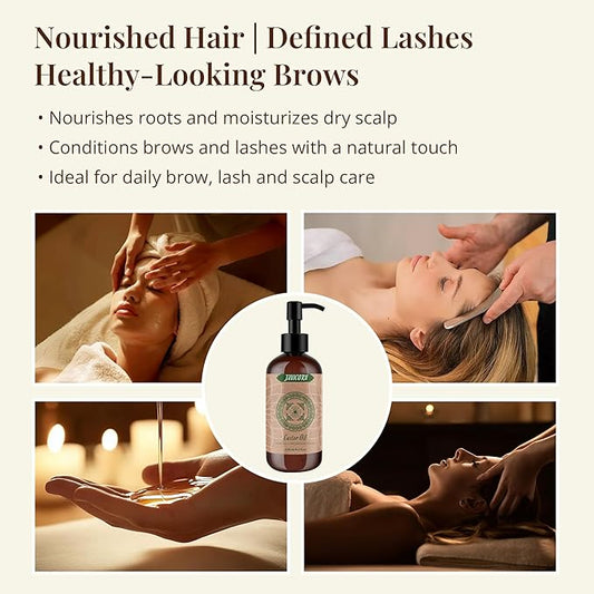 100% Pure Castor Oil – Cold-Pressed Carrier Oil for Hair, Skin, Scalp & Lashes – Nourishing Oil for Hot Oil Treatment, Brow & Nail Care, Thick Texture for Deep Moisture, 236ml / 8 fl oz