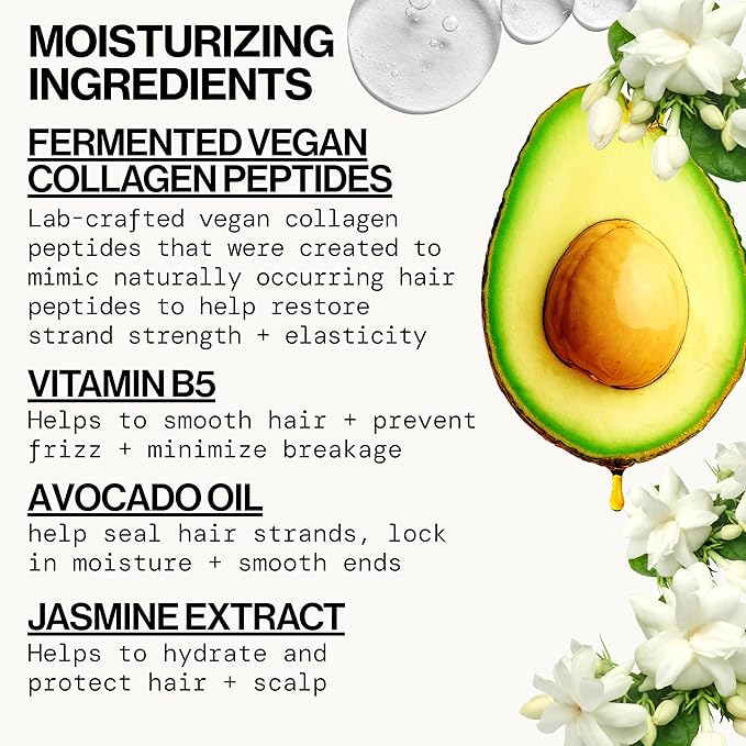Pacifica Vegan Collagen Hydrating Hair Shampoo -w/Avocado Oil, Vitamin B5 - Adds Shine & Restores -for Dry & Damaged Hair - Sulfate Free Natural Clean Beauty Vegan & Cruelty-Free Dermatologist Tested
