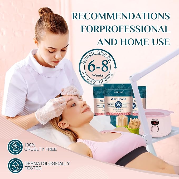 Wax Beads 2lb, Hard Wax for Hair Removal, Hypoallergenic Wax for Sensitive Skin, Facial Waxing, Brazilian, Bikini Waxing