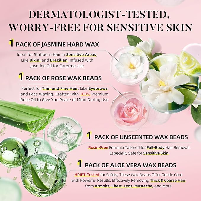 LANSLEYWAX Digital Waxing Kit for Women Men - Sweet Kiss Waxing Machine with 39 Accessories - Hard Wax Kit for Arm Leg Brazilian Bikini Face Sensitive Skin, Wax Warmer Hair Removal for Home/Salon Use