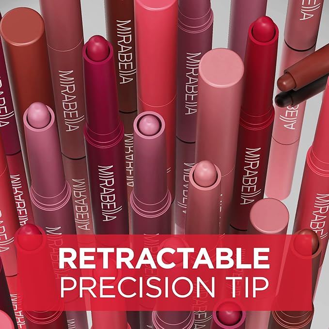 Mirabella - Velvet Matte Lip Crayon, Retractable Highly-Pigmented 2-in-1 Makeup, Long-Lasting Hydrating Lipstick Crayon + Lip Liner, Moisturizing Cream-to-Matte Lipcare Formula, Forever