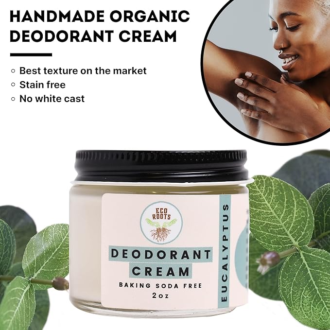 ECO ROOTS Natural Deodorant for Women & Men | Organic Deodorant Cream Non Aluminum | Baking Soda Free Healthy Deoderant for Body & Private Parts | All Vegan Pit Paste Zero Sweat | Eucalyptus Scent