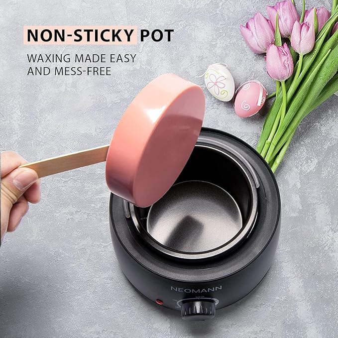 Waxer II Deluxe Waxing Kit for Women and Men Non-Sticky, Teflon-Coated - Wax Warmer for Hair Removal incl. 600g Wax Beads, 30 Spatulas