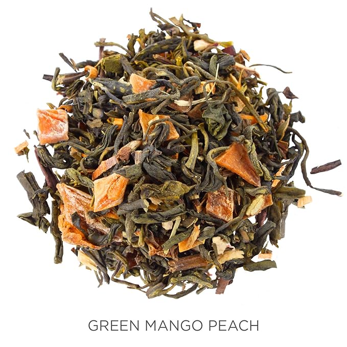 Tea Forte Green Mango Peach Premium Organic Loose Leaf Caffeinated Green Tea Blend Canister, Makes 35-50 Cups