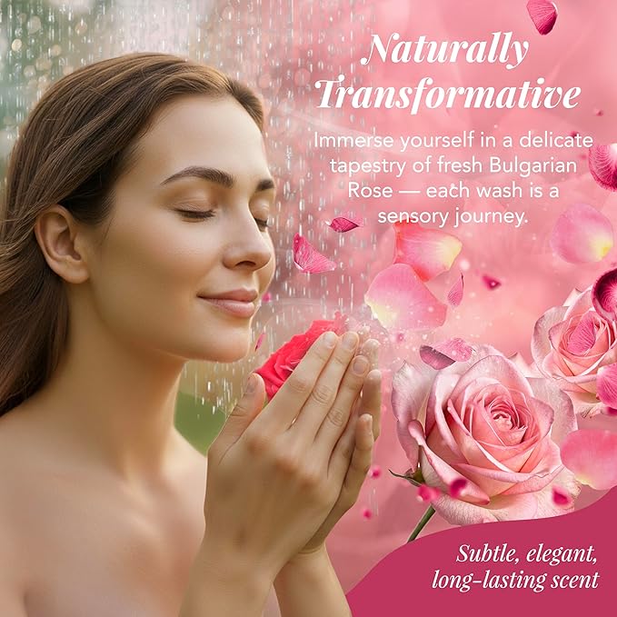 Saavy Naturals Body Wash Bulgarian Rose Plant-Based Ingredients- Made In USA - Sensitive Skin Body Washl Organic Formula With Coconut Oil, Shea Butter, And Aloe Vera - 8.5 Fl Oz, 2 Pack