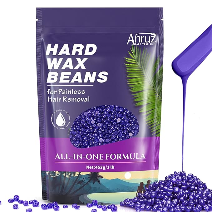Hard Lavender Wax Beads (1lb) - Professional Hair Removal for Brazilian Bikini, Legs, Underarms, Chest - Home Waxing for Any Warmer