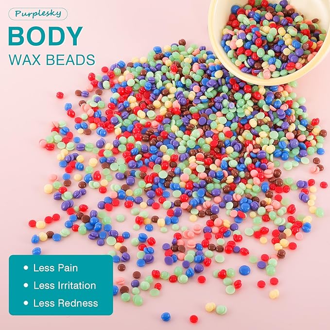 Coarse Wax Beads, 2 Lbs Hard Beads for Hair Removal, Bikini Waxing Beads for Brazilian, Leg, Face, Armpit, Home Waxing Facial Beans, Hard Beads Bulk Kit with Silicone Stick (Rose)
