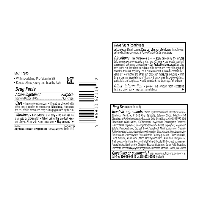 Neutrogena Healthy Skin Liquid Foundation Makeup with Broad Spectrum SPF 20 Sunscreen, Lightweight, Medium Coverage Makeup with Sunscreen and Pro-Vitamin B5, Buff 30, 1 fl. oz