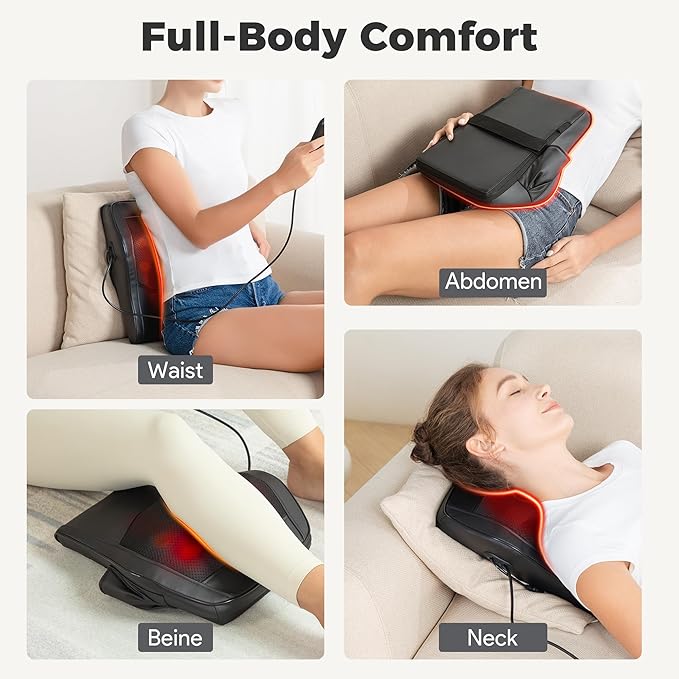 Neck and Back Massager for Pain Relief Deep Tissue with Heat, Shiatsu Shoulder Massager with Bi-Directional Rotating Head for Neck, Back, Shoulders, and Legs