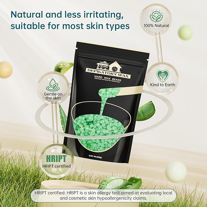 Lifestance Aloe Vera Wax Beads, Wax for Sensitive Skin, Hair Removal Wax Beans for Face, Legs, Coarse & Fine Hair, Pearl Beads, Unisex, 16 Ounce, 20 Count