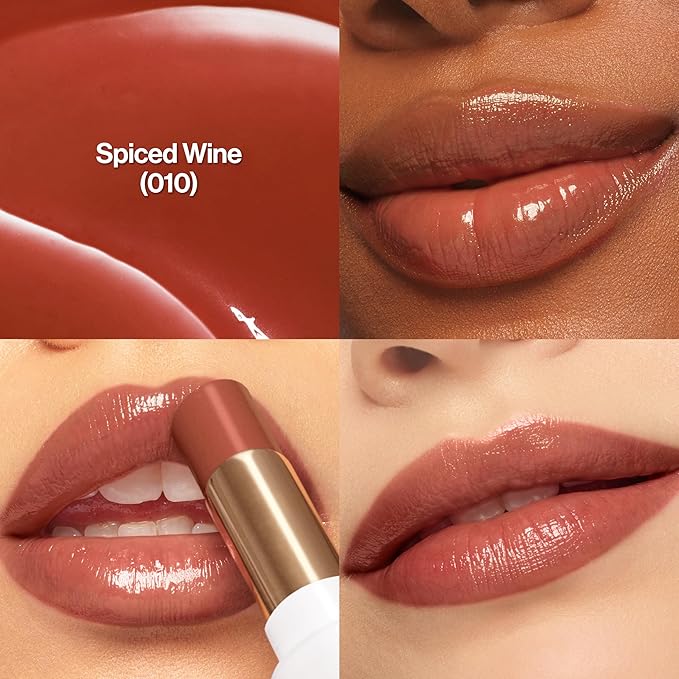 REVLON Super Lustrous Glass Shine Balm, Hydrating Tinted Lipstick, Sheer, Glossy Shiny Finish, 010 Spiced Wine, 0.11 oz
