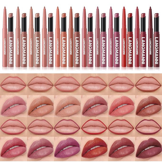 Jolilab 12Pcs Lip Set: 6 Colors Lip Liner+6 Colors Lipstick,Matte/Creamy,Smooth Creamy Texture,Long-Lasting,Bold/Nude Shades for Daily/Party,Vegan,Gift for Makeup Lovers.(Nude - Toned Set A)