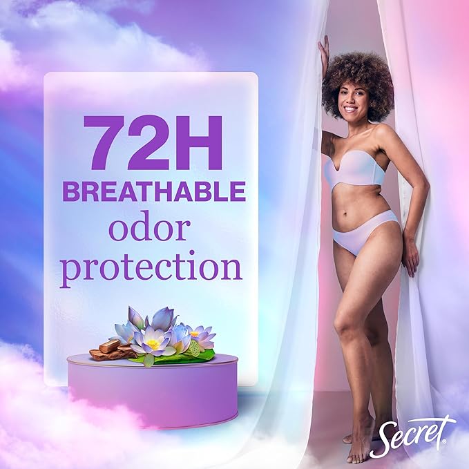 Secret Fresh Antiperspirant Deodorant for Women, 48hr to 72hr Breathable Sweat & Odor Protection, Instant Freshness & Gentle, PH Balancing Minerals, Clear Gel, Cool Waterlily Scent, 2.6 oz