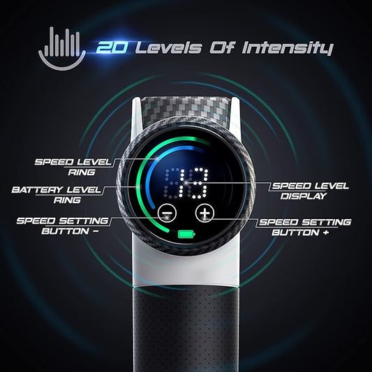 Fusion Black Pro Deep Tissue Massage Gun for Athletes - Percussion Muscle Massager for Pain Relief and Relaxation - Chiropractor Body Massager