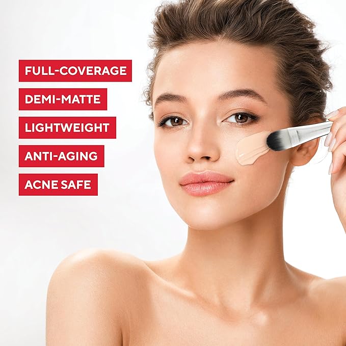 Mirabella Invincible For All HD Liquid Foundation - Anti-Aging Full Coverage Liquid Face Makeup - Moisturizing, Hydrating & Lightweight Foundation for All Skin Types (Tan T190)