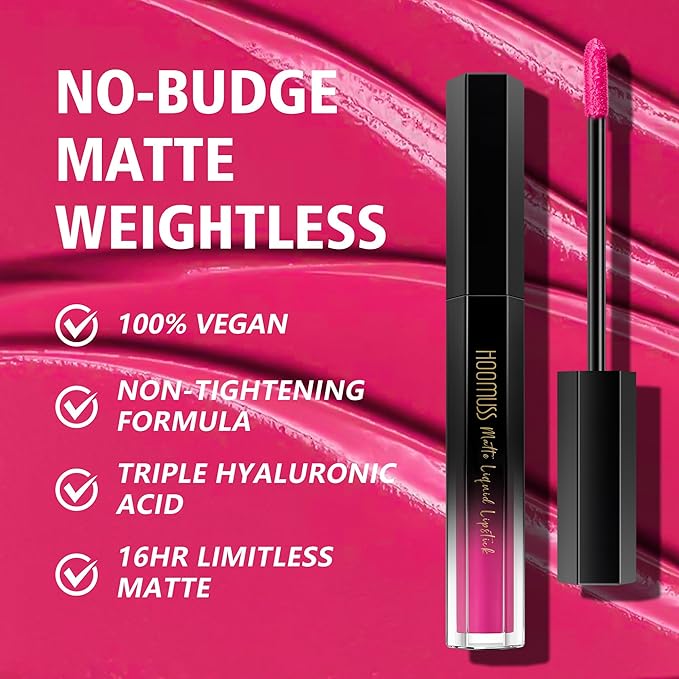 Fuschia Lipstick Long Lasting Matte Liquid Lipsticks for Women Non Transfer Smudgeproof Smooth and Easy to Appy Cruelty Free Lip Color, M44 Fuscia Love