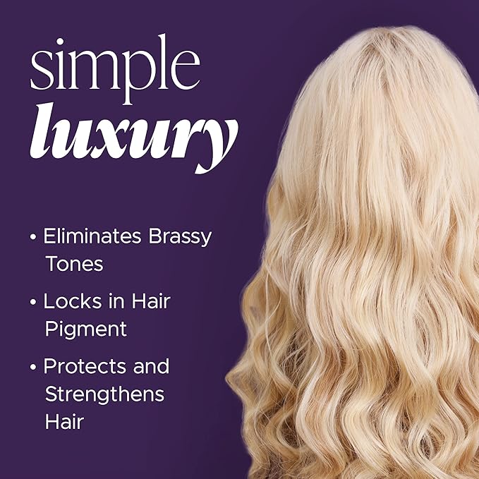 Purple Shampoo & Conditioner Set for Blonde Gray Hair, Eliminates Brassy and Yellow Tones, Infused with Cocos Nucifera Oil, Free of Sulfate, Parabens and Gluten, 2 x 16.9 Fl Oz