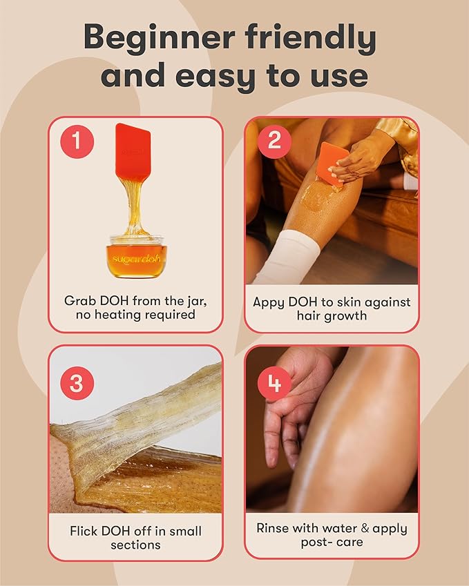 Sugardoh Sugar Waxing Kit for Women As Seen On Shark Tank (Mini Kit Medium) Face, Arms, & Legs, Sugar Wax Hair Removal- Sugaring Tiktok Viral Products- Bikini Wax Kit for Women - Sugaring Kit
