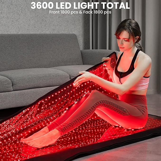 Large Red Light Therapy Mat Full Body, T2000 Big 71''x 35''x10'' Infrared Light Therapy Blanket for Whole Body Pain Relief, 3600 LEDs 660&850nm Dual Wavelength Red Light Therαpy Sleep Bag at Home