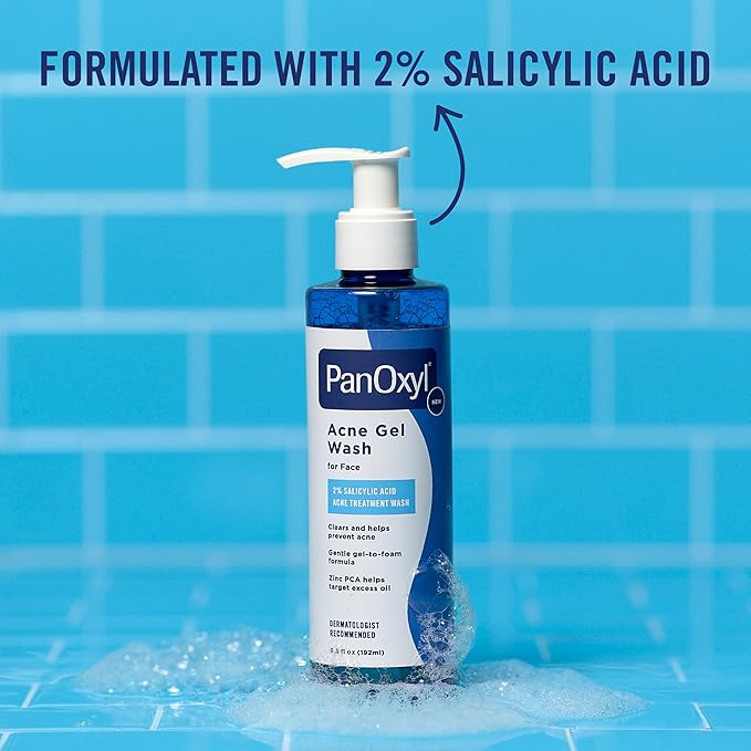 PanOxyl Acne Gel Wash, 2% Salicylic Acid, Moisturizes with Blue Algae and Aloe Vera, Mattifies with Zinc PCA, Nourishes Skin with Green Tea Extract and Betaine, with Allantoin, 6.5oz