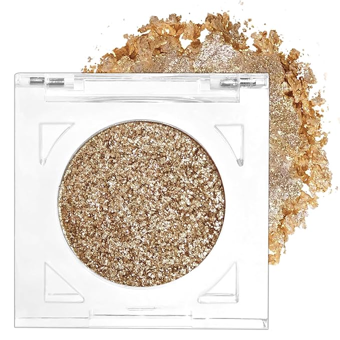 Erinde Glitter Shimmer Sparkle Eye Shadow Palette Makeup, Champagne Shimmer Eyeshadow, Metallic Holographic Iridescent Cream Iridescent Single Monochrome Eyeshadow Makeup, 03 Moonlight River