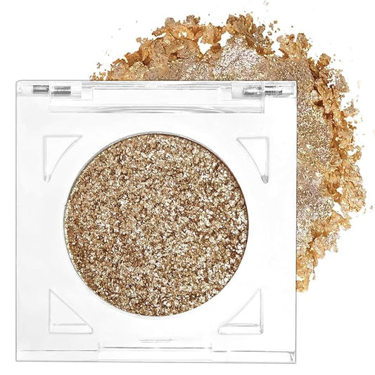 Erinde Glitter Shimmer Sparkle Eye Shadow Palette Makeup, Champagne Shimmer Eyeshadow, Metallic Holographic Iridescent Cream Iridescent Single Monochrome Eyeshadow Makeup, 03 Moonlight River