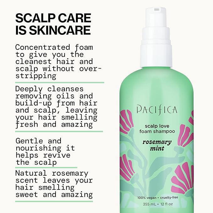 Pacifica Rosemary Mint Scalp Detox Shampoo – Clarifying Shampoo for Dry Flaky Scalp, Removes Buildup & Excess Oil, Invigorating Rosemary + Mint Clean Beauty Vegan Dermatologist Tested