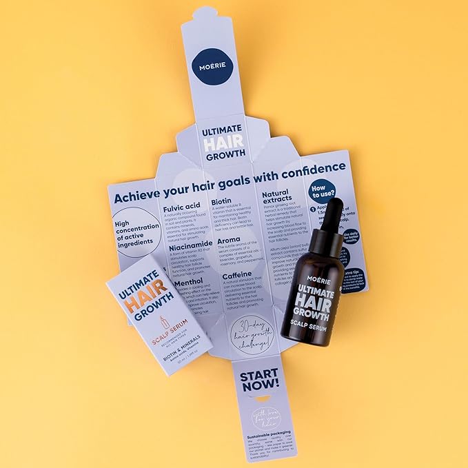 MOERIE Ultimate Hair Growth Serum for Natural Hair Regrowth & Thickening - Anti Thinning & Hair Loss Treatment for Women - Rapid Hair Growth Products - Scalp Oil Alternative - 1.69 fl oz / 50 ml