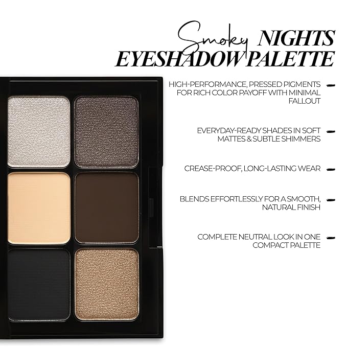 Starlight Eyeshadow Palette (Smoky Nights) – 6 Highly Pigmented, Crease-Proof Matte & Shimmer Shades