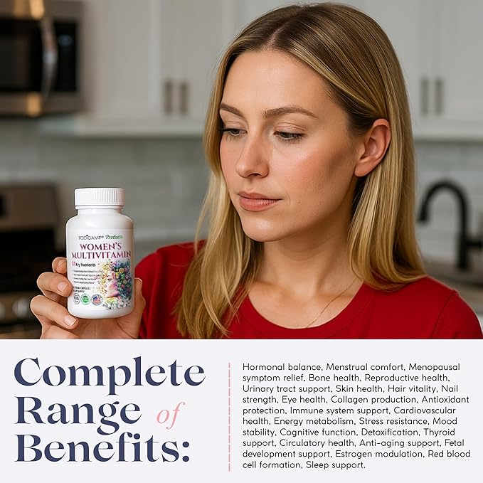 Women's Multivitamin & Mineral Complex with Plant-Based Extracts - Hair Skin and Nails Vitamins - Foundational Multivitamin for Women - 30 Day Supply