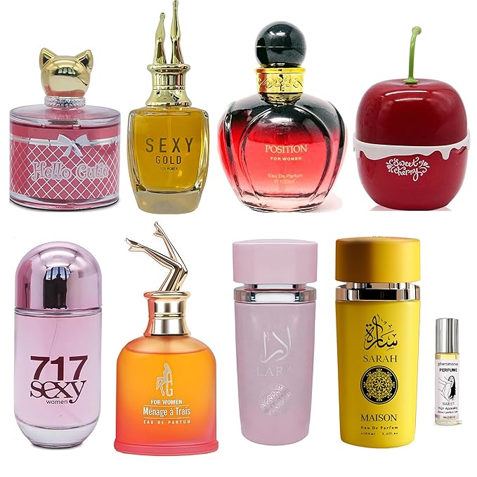 8-Piece Women's Perfume Collection with 10ml Rollerball, EDP Set, Variety of Long Lasting Fragrances for Women (combo G)