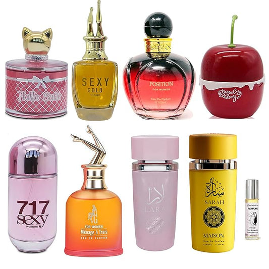 8-Piece Women's Perfume Collection with 10ml Rollerball, EDP Set, Variety of Long Lasting Fragrances for Women (combo G)