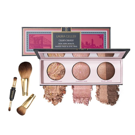 LAURA GELLER NEW YORK Gellers Greatest Kit - Baked Face & Eye Palette New York Minute + 4-in-1 Travel Makeup Brush