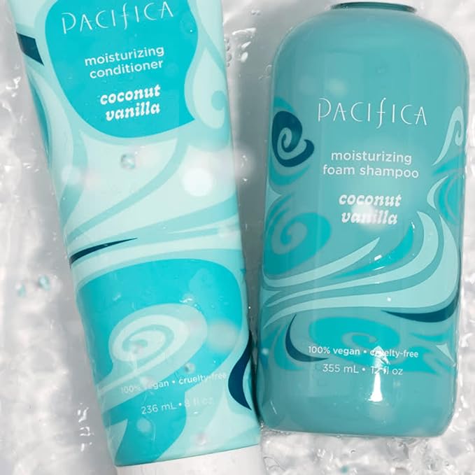 Pacifica Coconut Vanilla Moisturizing Foam Shampoo – Hydrating Foaming Shampoo for Dry, Dull or Damaged Hair, Lightweight Lather, Sulfate-Free Clean Beauty Vegan & Cruelty-Free Dermatologist Tested
