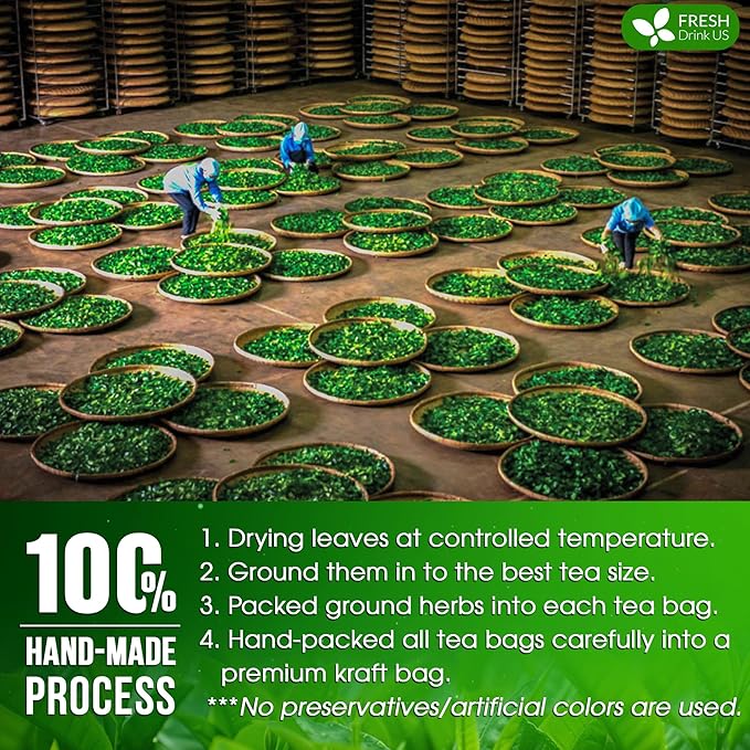 FreshDrinkUS, Premium Tulsi Peppermint Herbal – 30 Tea Bags, 100% Natural, Blend of Tulsi Holy Basil Leaves, and Peppermint Leaves. Made with Natural Material Tea Bags. No Sugar, Vegan.