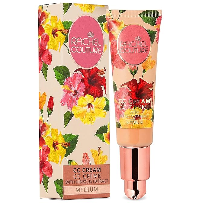 Rachel Couture CC Cream | Color Correcting Cream with Hyaluronic Acid | Full Coverage Foundation & Hydrating Anti-Aging Serum | Vegan & Cruelty Free - 1.18 Fl Oz - Medium