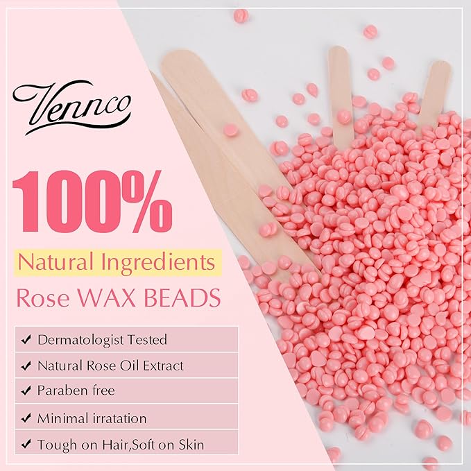 2.5lb Pink Rose Hard Wax Beads for Hair Removal - Gentle Hard Wax for Face, Bikini, and Brazilian Areas - Wax Refill for Full Body Professional Home Waxing