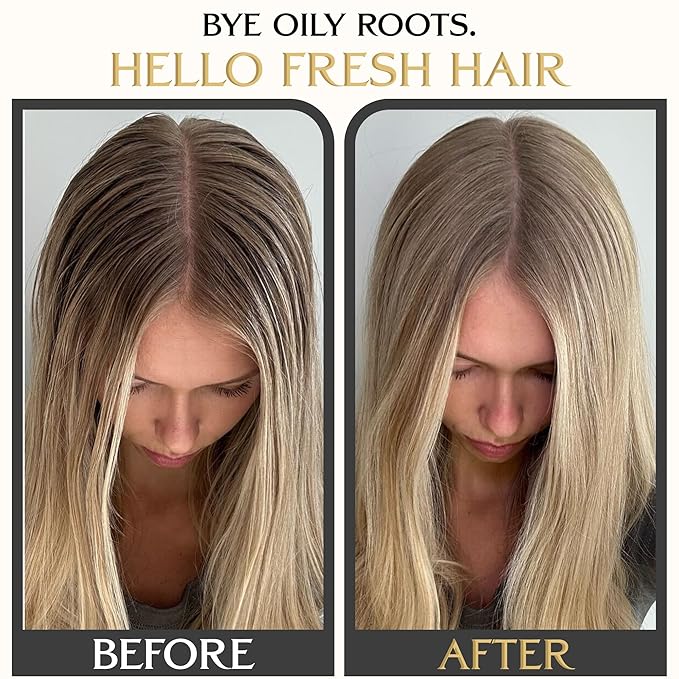 DARCASE Premium Dry Shampoo Brush - Non Aerosol Dry Shampoo for Women - Refillable Travel Size Powdered Shampoo Brush - Travel Essentials for Women - Pre-Filled 30ml Unscented Talc Free Hair Powder