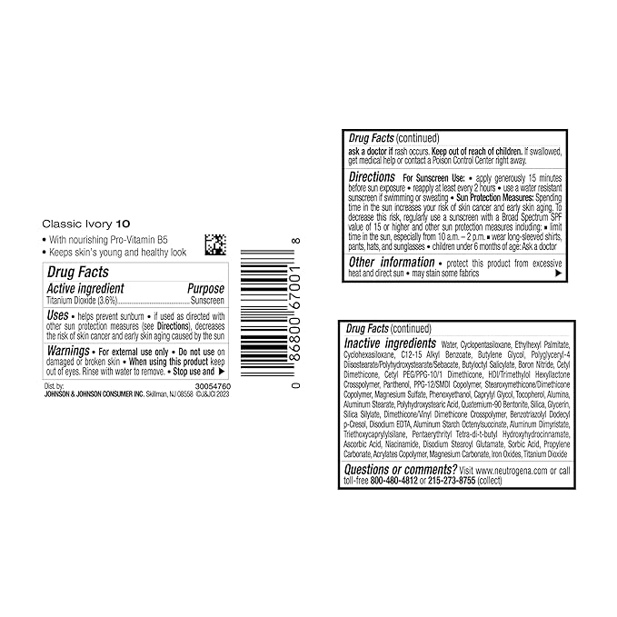 Neutrogena Healthy Skin Liquid Foundation Makeup with Broad Spectrum SPF 20 Sunscreen, Lightweight, Medium Coverage Makeup with Sunscreen and Pro-Vitamin B5, Classic Ivory 10, 1 fl. oz