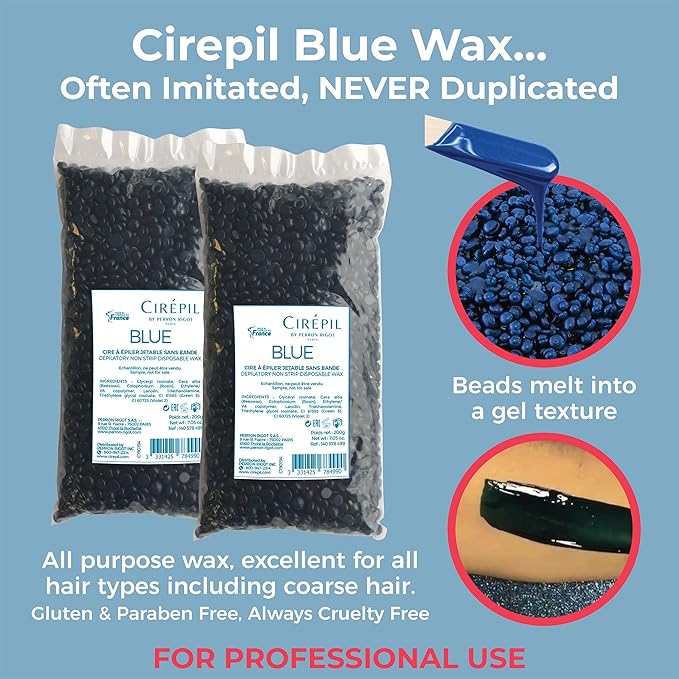 Cirepil - Waxing Kit - Introduction Waxing Kit - Heater, Blue wax Beads, Pre & Post products & an Empty Tin - The Best Temperature for your Cirepil Wax
