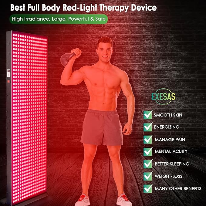 Red Light Therapy Device for Full Body, 630nm, 660nm, 810nm & 850nm, Near Infrared Dual-Chip Clinical Grade LED Panel for Smooth Skin, Weight & Pain Management and Overall Wellness (4000-Watt 800-LED)