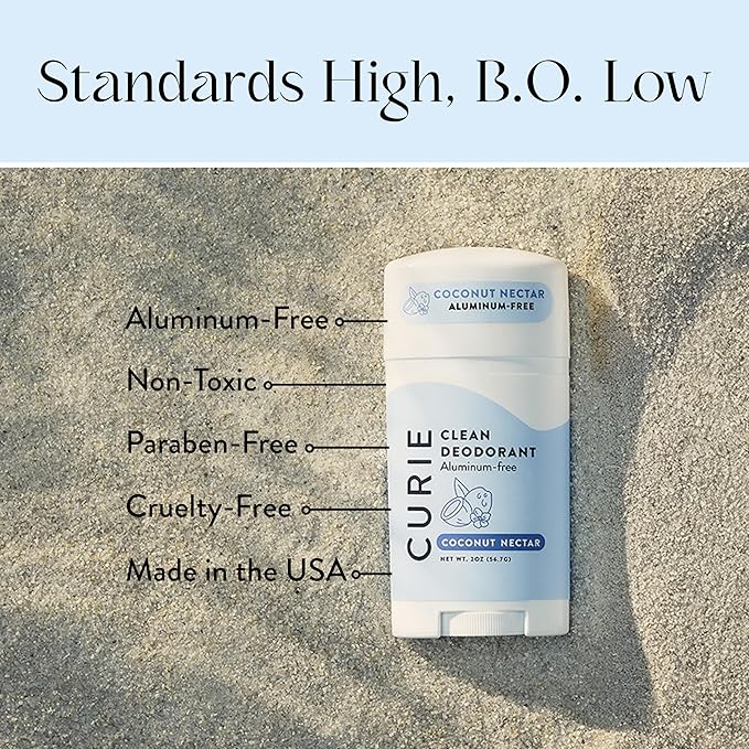 Curie Natural Deodorant for Women - Coconut Nectar - Aluminum Free, Clean, Sustainable, Vegan, Paraben Free (3pk)