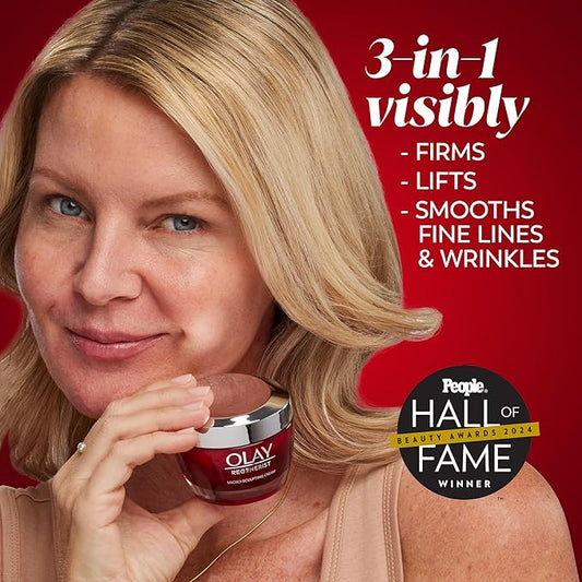 Olay Face Moisturizer, Regenerist Micro-Sculpting Cream for Women, Fragrance-Free - Hydrating, Anti-Aging, Anti-Wrinkle, Firming Skin Care - Hyaluronic Acid, Niacinamide, Amino Peptides, 1.7 Oz